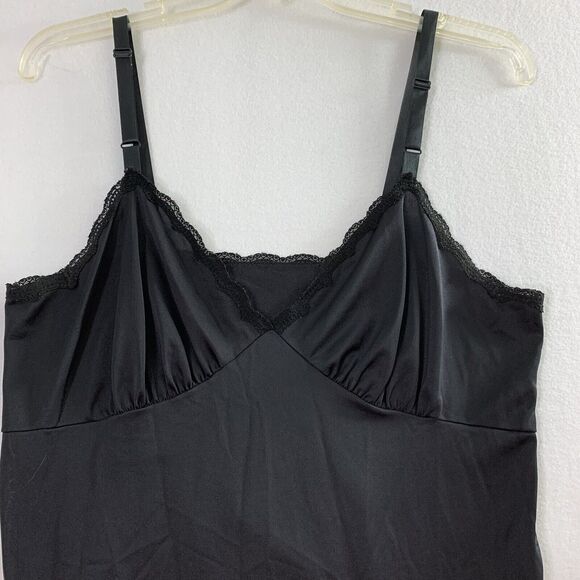 Vtg Shadowline Full Slip Womens 36 Bust Black Nylon Lace Slip Dress Whimsygoth - Picture 3 of 7